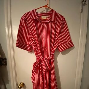 Red and white striped Anthropologie dress